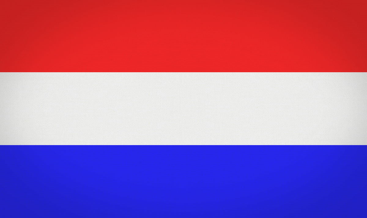 Dutch flag background. Fabric texture flag.